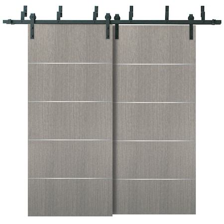 Sartodoors Double Barn Interior Door, 36" x 84", White PLANUM20BBB-SD-6084